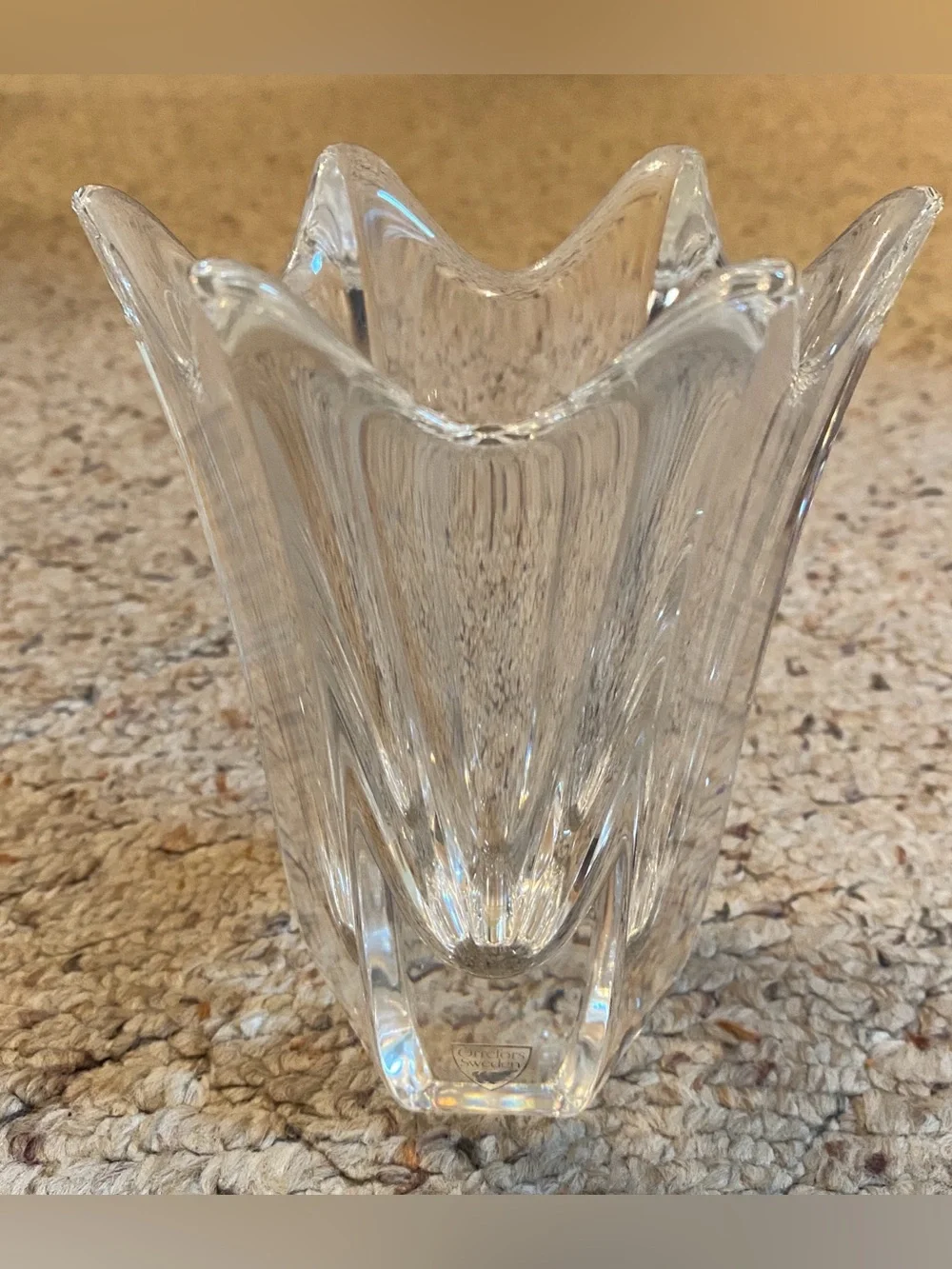 Orrefors Sweden Crystal Vase with Beautiful Wavy Rims
